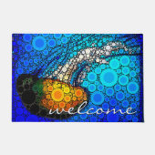 Paillasson Orange Jellyfish Blue Ocean Welcome Script Moderne (Devant)