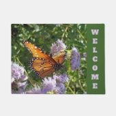 Paillasson Orange Monarque Papillon Photo Fleurs Bienvenue (Devant)