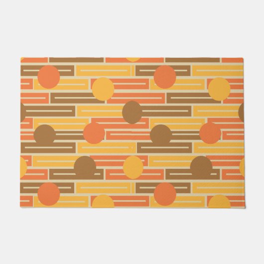 Paillasson Orange, Or, Rectangles Brown et cercles (Devant)