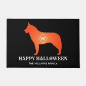 Paillasson Orange Sibérie Husky Silhouette Happy Halloween (Devant)