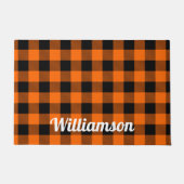 Paillasson Orange tendance automne Halloween Buffalo Plaid (Devant)
