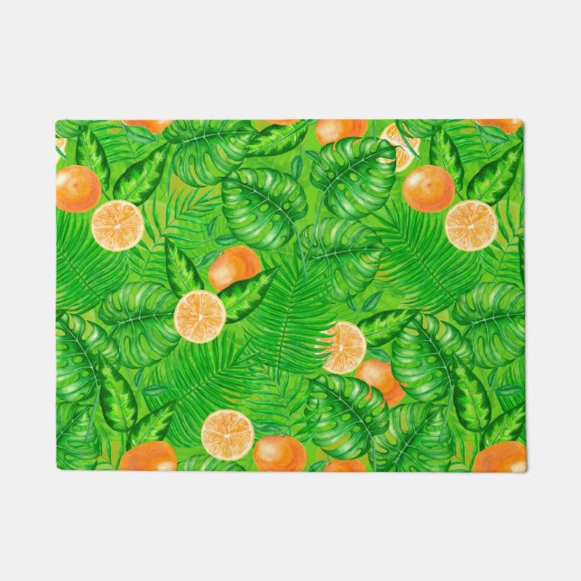 Paillasson Oranges et feuilles tropicaux (Devant)