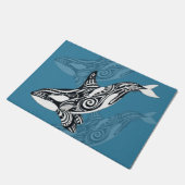Paillasson Orca Killer Whale Tlingit Indigo encre bleue (Incliné)