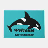 Paillasson Orca Killer Wheel Turquoise bleu Personnalisé (Devant)