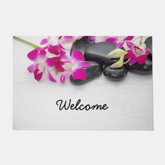 Paillasson Orchidée violette avec pierres chaudes dans le spa (Devant)