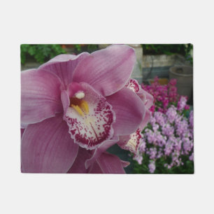 Paillasson Orchidée violette et jardin coloré Floral