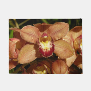 Paillasson Orchidées de Pêche avec Raindrops Floral