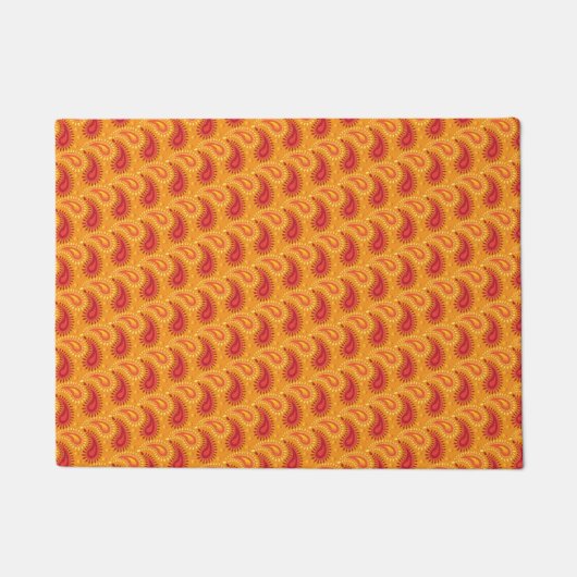 Paillasson Oriental Orange Perse Motif Paisley (Devant)