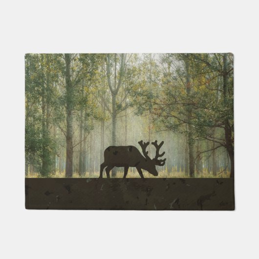 Paillasson Orignaux dans l'illustration de forêt (Devant)