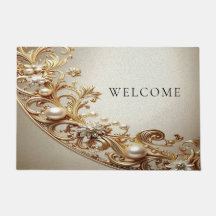 Ornate Gold Flourish Doormat