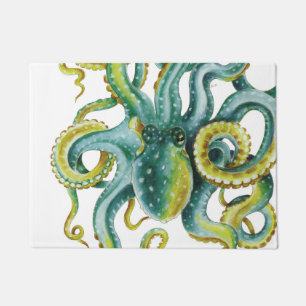 Paillasson Otopus bleu aquarelle