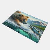 Paillasson Ours grizzlis avec saumon à truite arc-en-ciel 36x (Incliné)