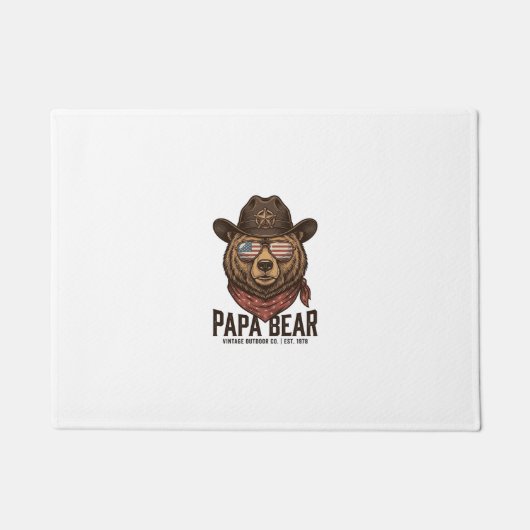 Paillasson Ours Papa Ours Cowboy Patriotique Vintage Vector D (Devant)