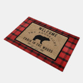 Paillasson Ours Rustique Plaid Bienvenue Cabine dans la forêt (Incliné)