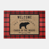 Paillasson Ours Rustique Plaid Bienvenue Cabine dans la forêt (Devant)