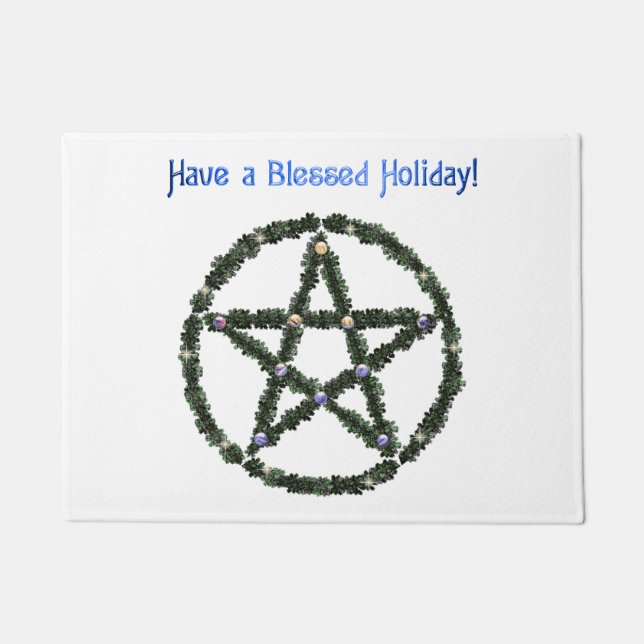 Paillasson Pagan Blessé Holiday Yule Wreath Pentacle (Devant)