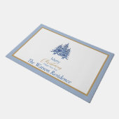 Paillasson Pagode bleue poussiéreuse Noël Arbres Porte Mat (Incliné)