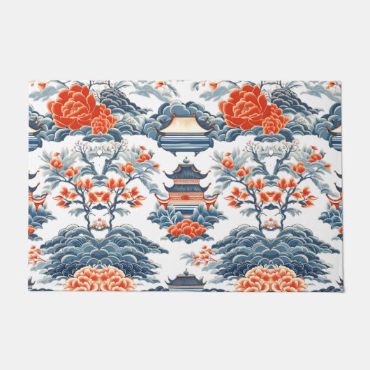 PAILLASSON PAGODES ET FLEURS (Devant)