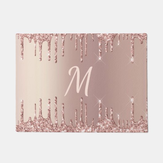 Paillasson Paillon de Parties scintillant or rose avec lettre (Devant)