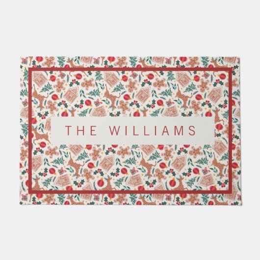 Paillasson Pain d'épices, rennes et arbre de Noël (Devant)