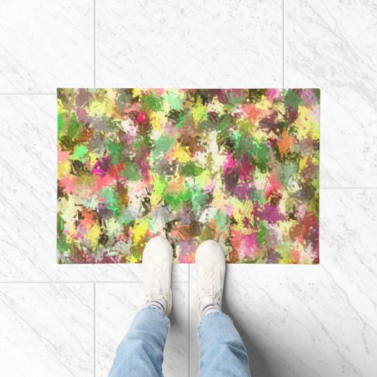 Paillasson Paint Splatter Automne Couleur Feuilles Abstraits (Intérieur)