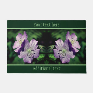 Paillasson Paire de fleurs de géranium violet personnalisée