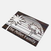 Paillasson Palm Tree Sunset Nautical Beach House Doormat (Incliné)