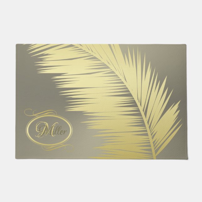 Paillasson Palm Tropical d'or feuille (Devant)