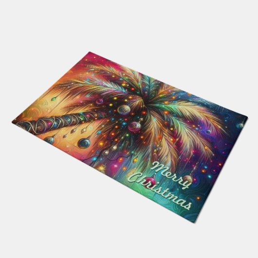 Paillasson Palmier de Noël Whimsical Tropical Beach Vivid (Incliné)