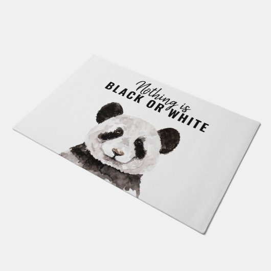 Paillasson Panda Funky Moderne Noir Et Blanc Avec Citation (Incliné)