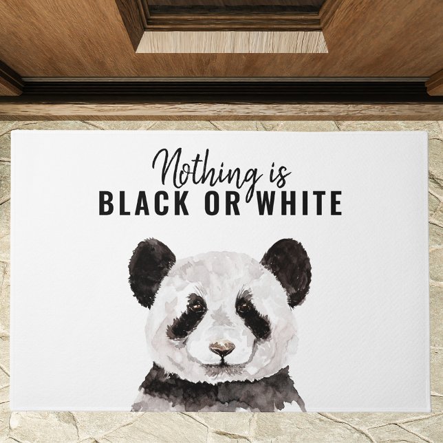 Paillasson Panda Funky Moderne Noir Et Blanc Avec Citation (Créateur téléchargé)