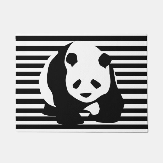 Paillasson Panda géant et bandes noires et blanches (Devant)