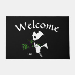 Paillasson Panda géant mange du bambou noir