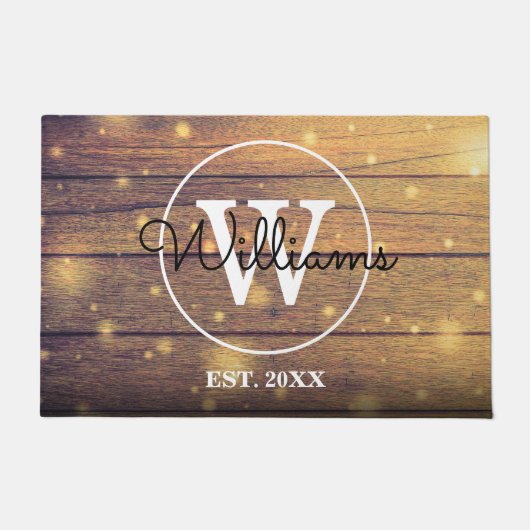 Paillasson Panneaux de bois rustiques monogramme script (Devant)