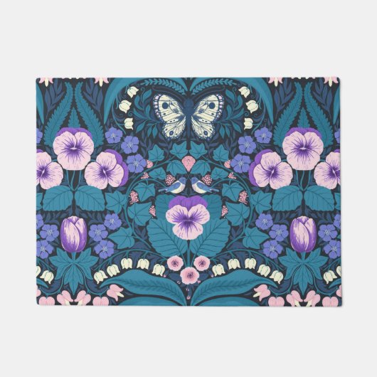 Paillasson Pansies, oiseaux et papillons (Devant)