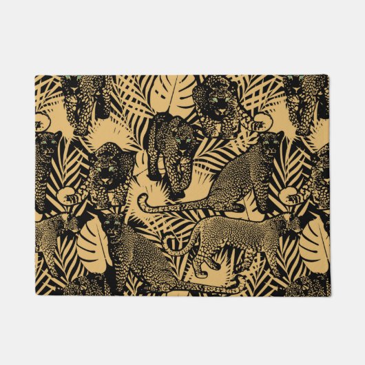 Paillasson Panthère exotique / Leopard noir et or (Devant)