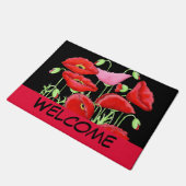 Paillasson Papiers rose rouge Art Décor Black Welcome (Incliné)