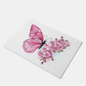 Paillasson Papillon à fleurs avec Sakura rose (Incliné)