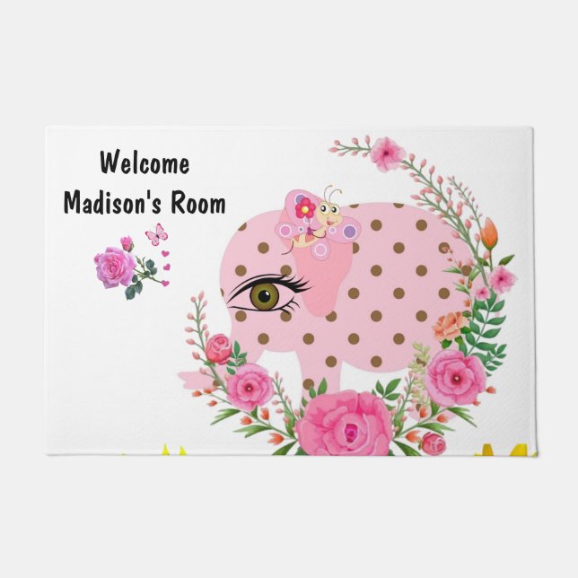 Paillasson Papillon Eléphant porte florale Mat (Devant)