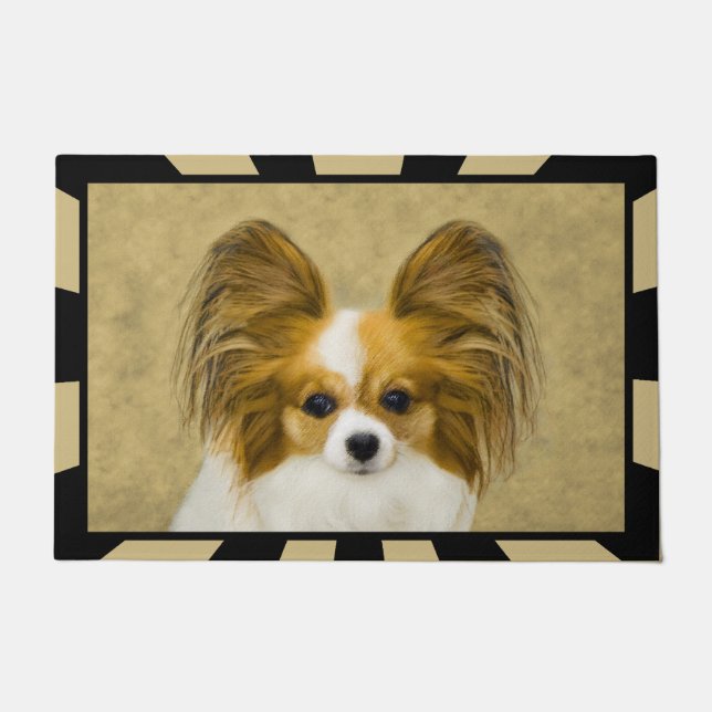Paillasson Papillon (Hound Tri) Peinture - Art original du ch (Devant)