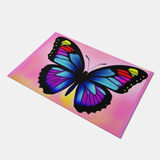 Paillasson Papillon sur arrière - plan lumineux mignon amusan (Incliné)