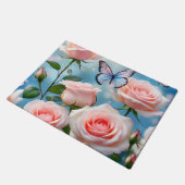 Paillasson Papillon Sur Fleur Rose (Incliné)