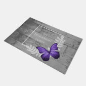 Paillasson Papillon violet Rustique mat de porte personnalisé (Incliné)