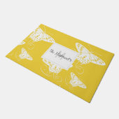 Paillasson Papillons blancs Arrière - plan jaune vif (Incliné)