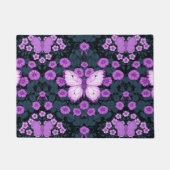 Paillasson Papillons et symétrie des fleurs, violet et bleu (Devant)