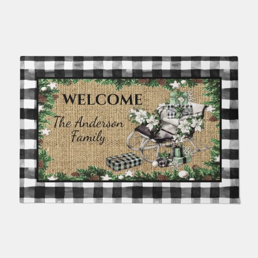 Paillasson Paquets rustiques Noir & Blanc Sleigh Noir & Vert (Devant)