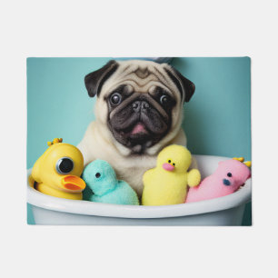 Paillasson Paradis des Pug : Une beauté de bain dans la baign