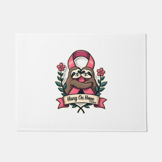 Paillasson Paresseux de soutien Ruban Rose Art de sensibilisa (Devant)