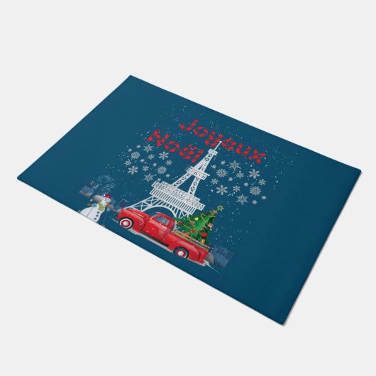 Paillasson Paris Tour Eiffel Arbre de Noël Camion Rouge Joyeu (Incliné)