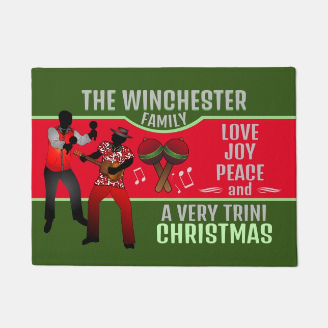 Paillasson PARRANDEROS avec un Noël très trini (Devant)